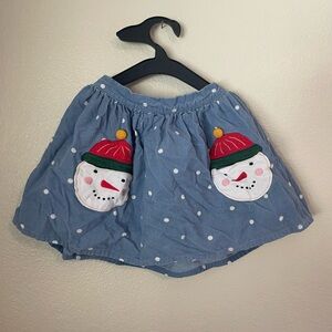 Mini Boden Blue Snowman Skirt 6-7Y